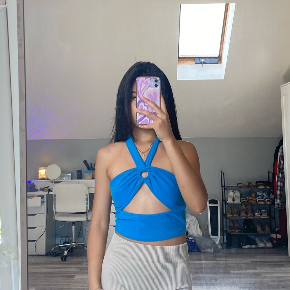 Shein blue crop top